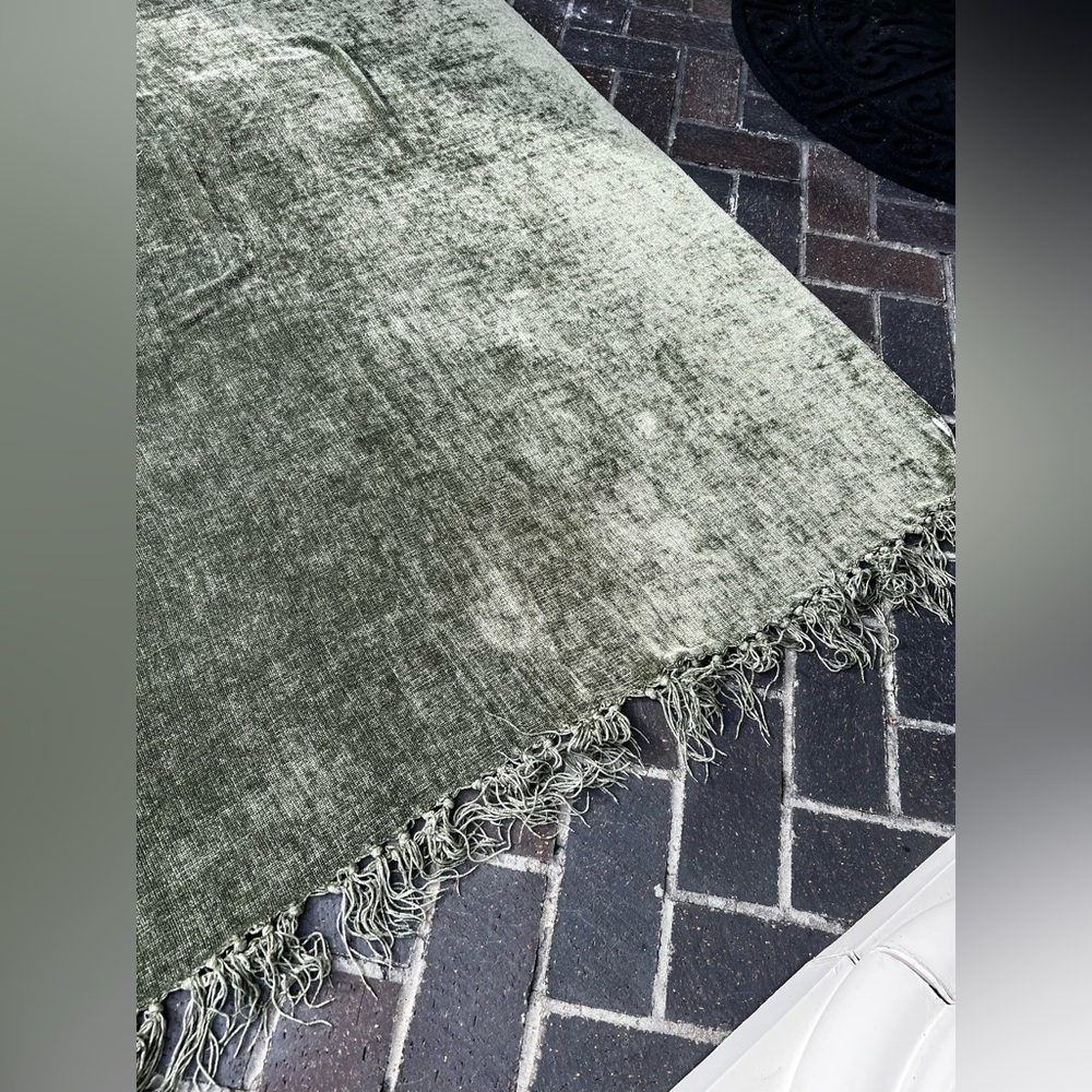 Olive Green Chenille Throw Blanket - Picture 8 of 16